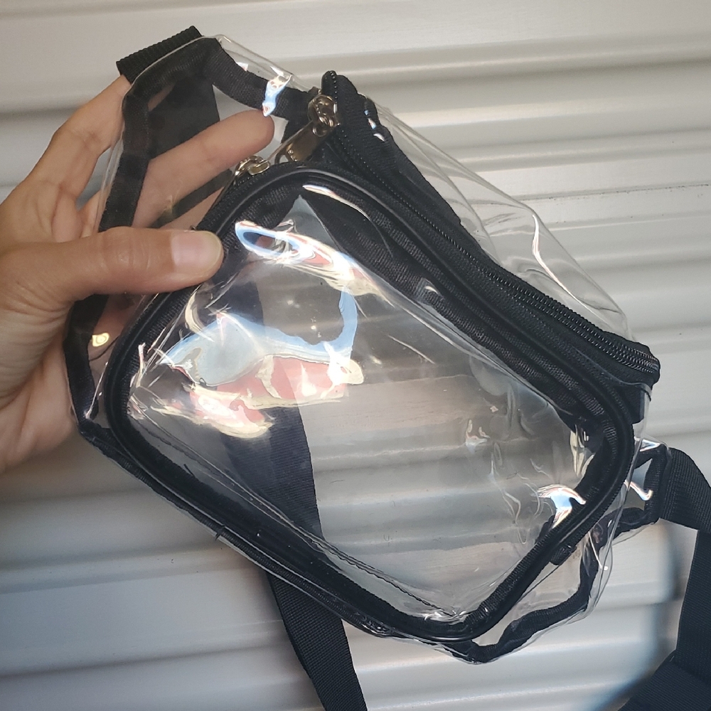 Clear Black Trim Crossbody Bag